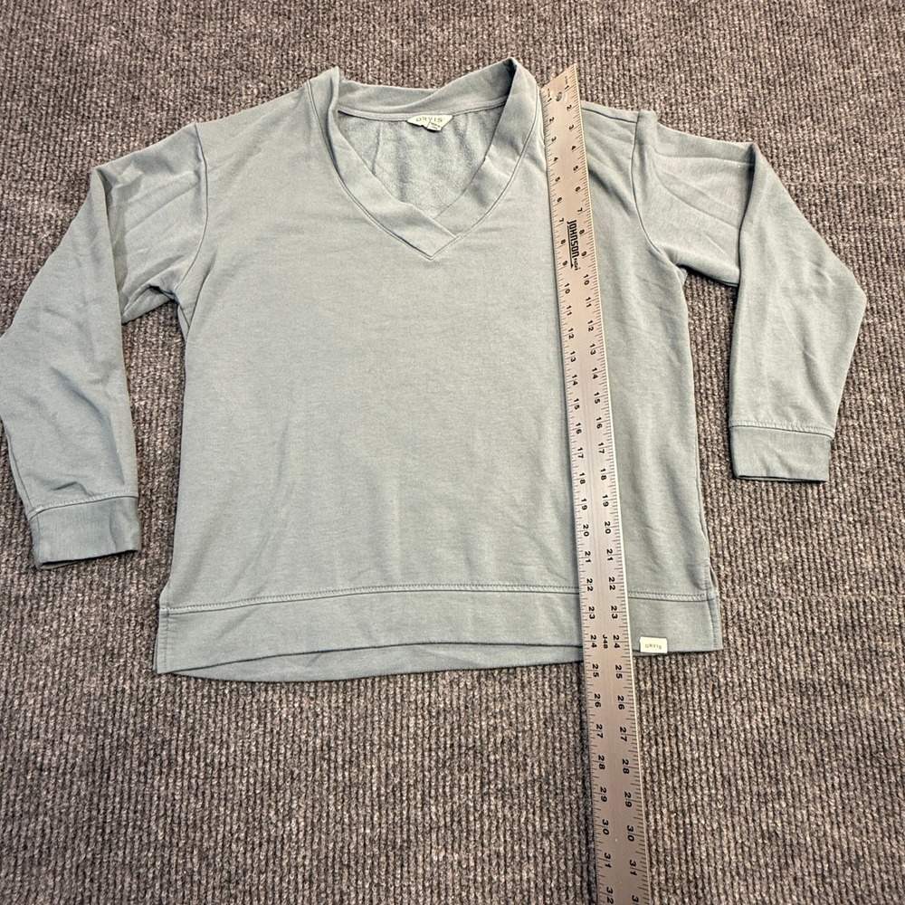 Orvis Women Sage Green V-Neck Modal Blend Sweatshirt Pullover Size M 1720418‎ - Picture 6 of 10